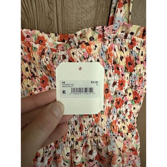 Altar'd State Tiered Floral Mini Dresse Size Large Tie Straps Stretch Ruffle‎ - Picture 6 of 7